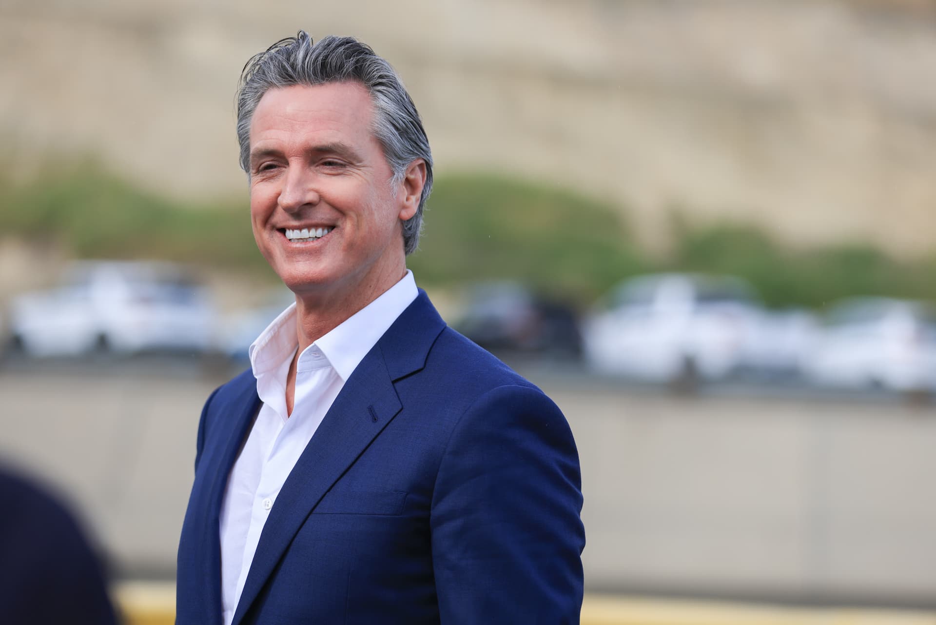 Gov. Gavin Newsom at a solar-over-canals event in Merced County on April 4, 2024. This is a 2024 file photo; it was not taken when he announced these appointments on Sept. 29, 2026.