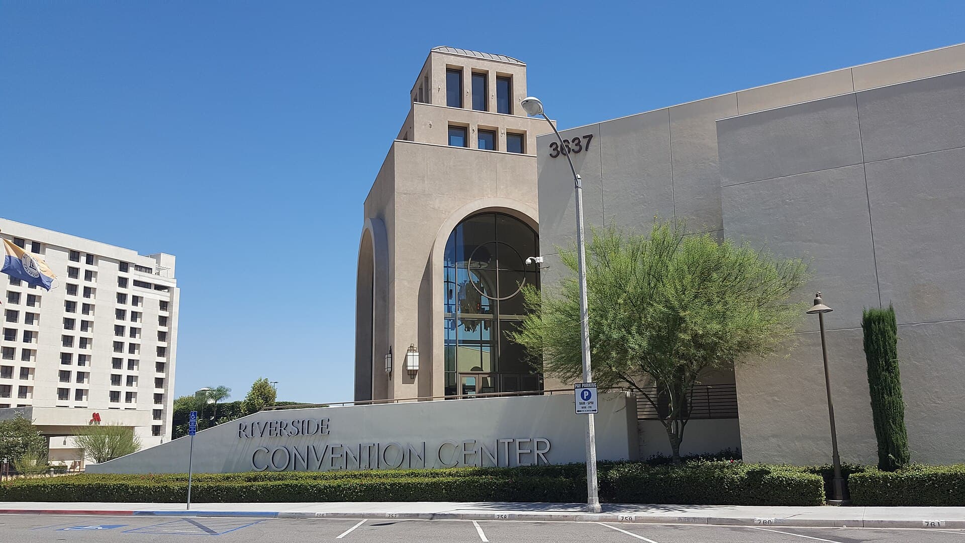 The main entrance of the Riverside Convention Center in downtown Riverside, photographed July 28, 2017 (file photo)