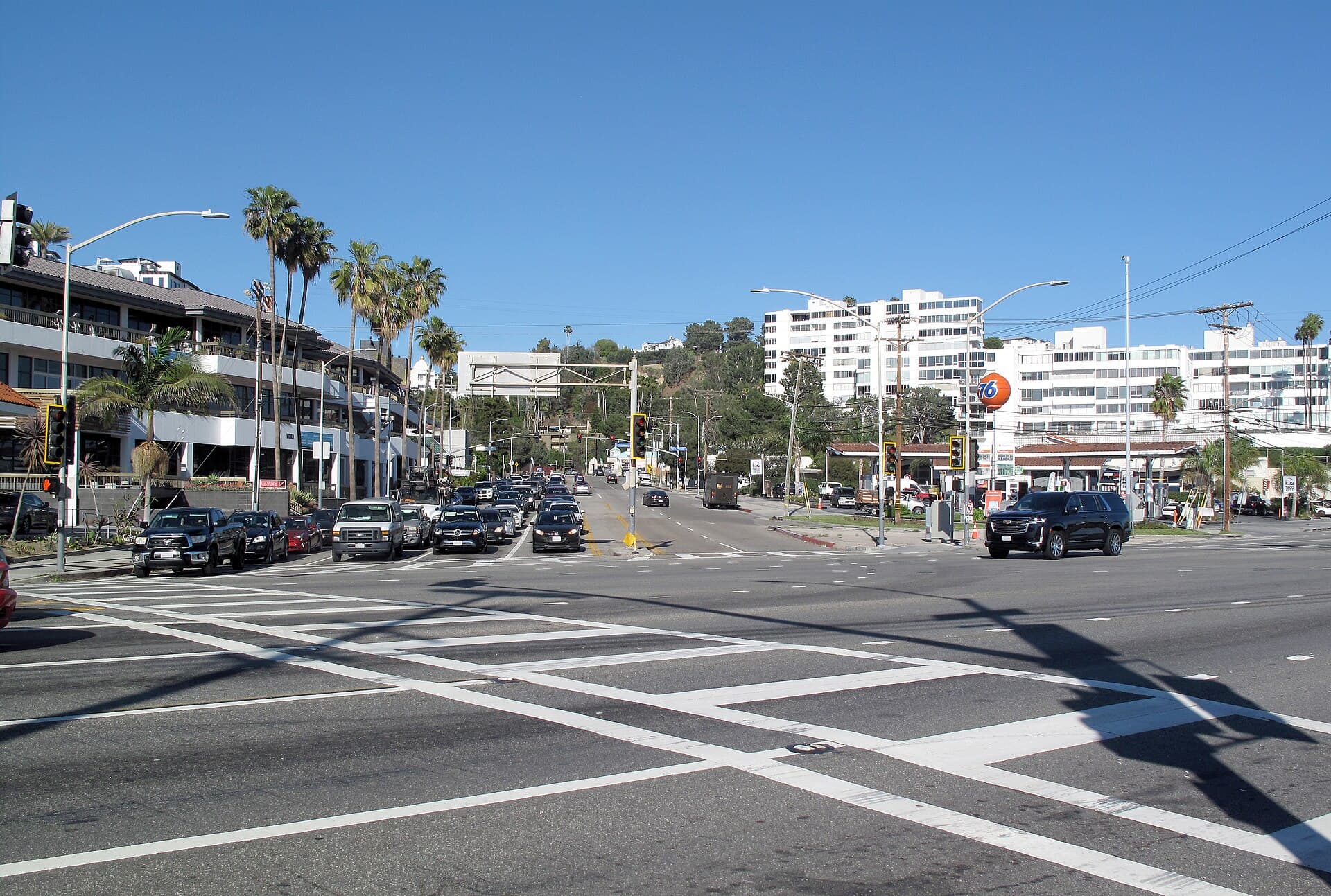Sunset Boulevard, seen across Pacific Coast Highway in Pacific Palisades, Feb. 17, 2022 (file photo)