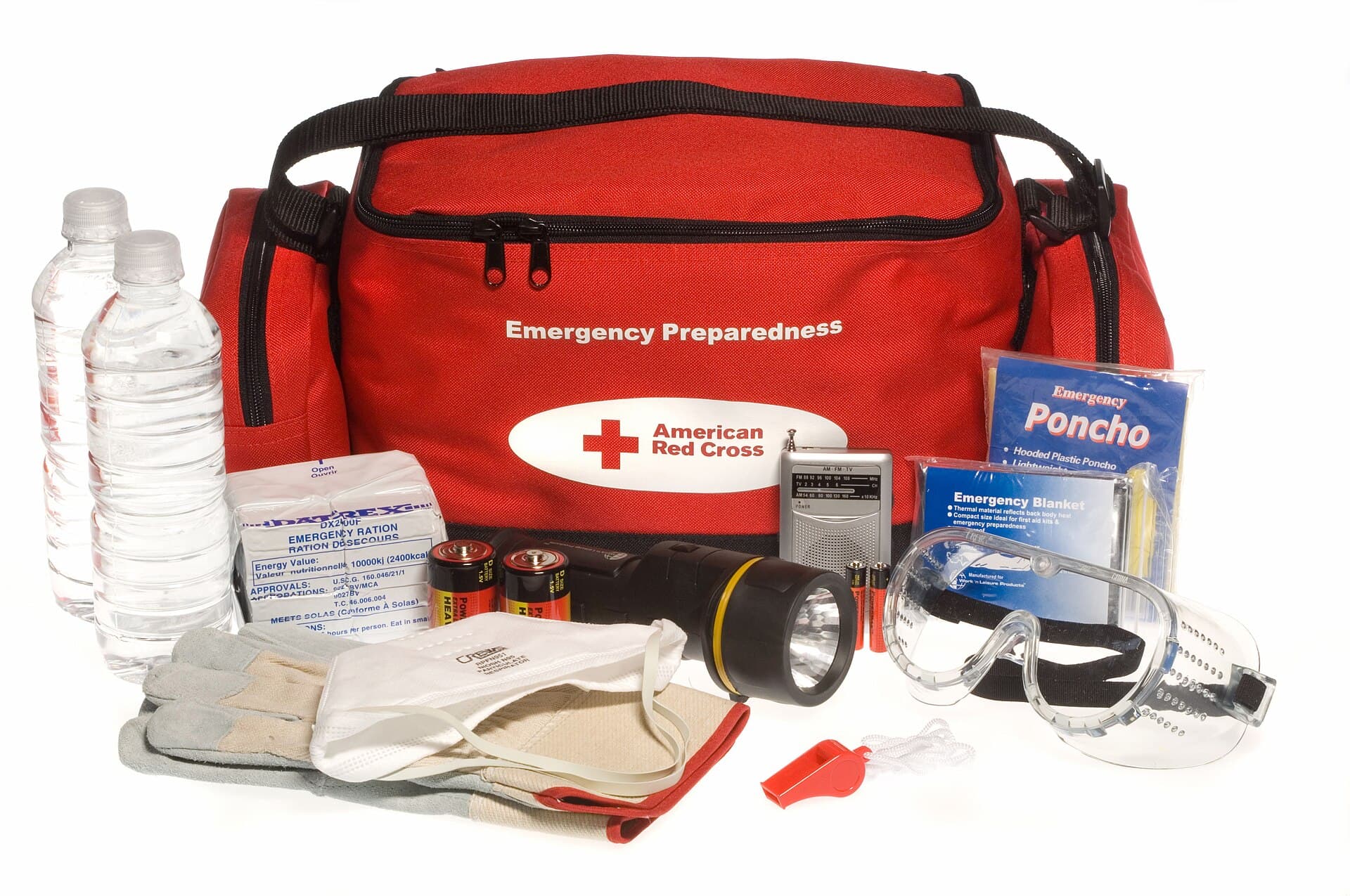 A Red Cross "ready to go" emergency preparedness kit with supplies for evacuations (FEMA file photo, 2006)