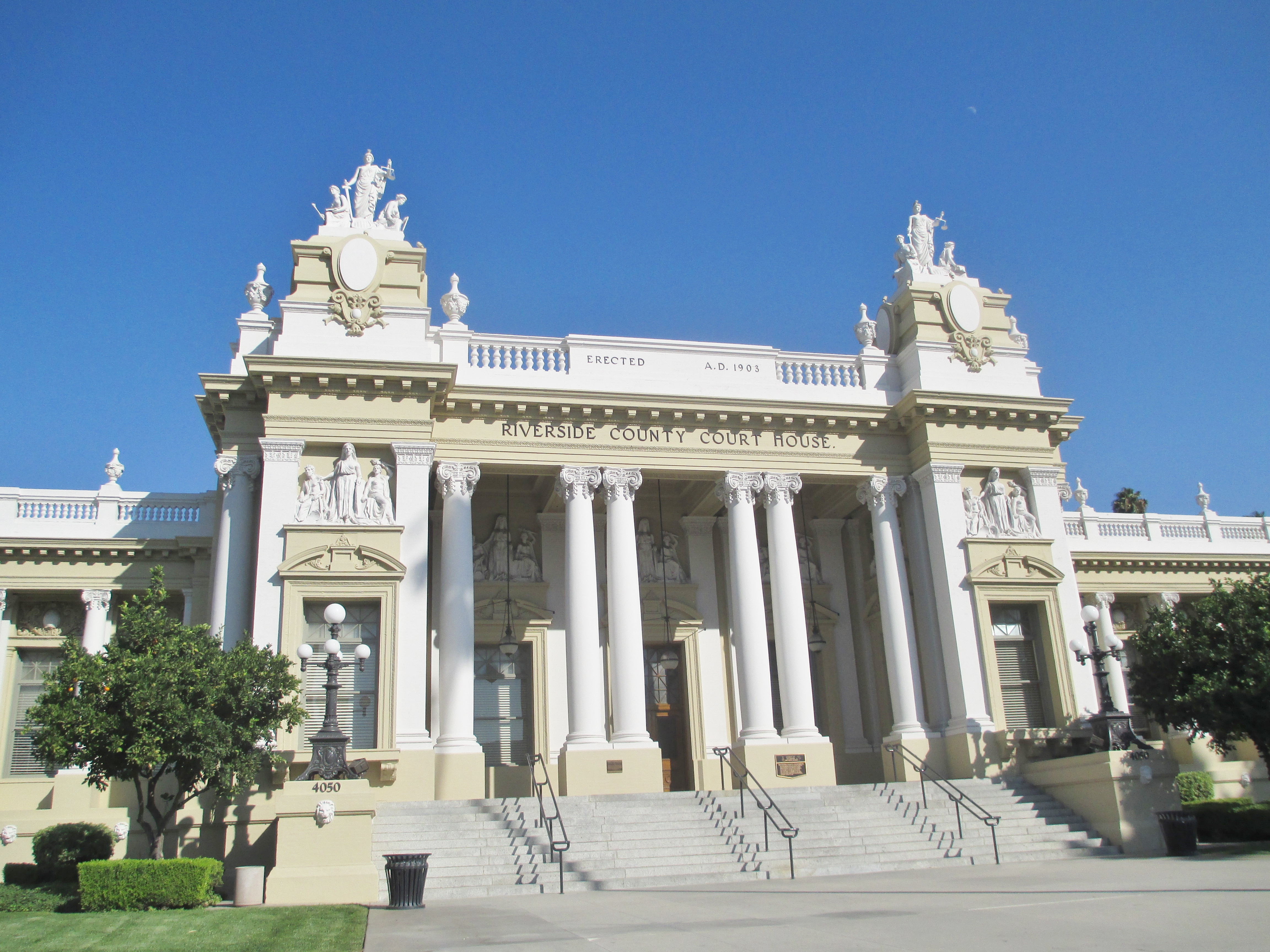 The historic Riverside County Courthouse, a 1903 Beaux-Arts landmark on Main Street in downtown Riverside